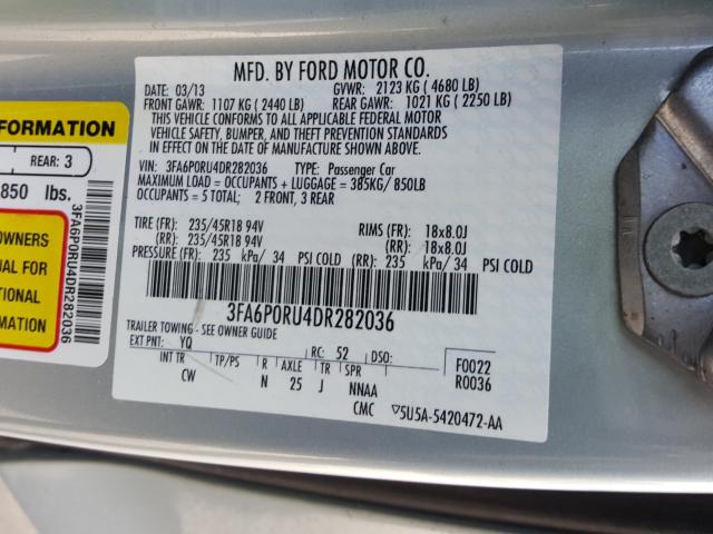 Photo 9 VIN: 3FA6P0RU4DR282036 - FORD FUSION TIT 