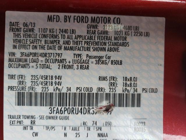 Photo 11 VIN: 3FA6P0RU4DR371797 - FORD FUSION 