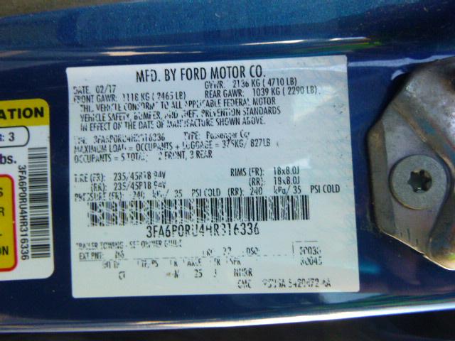 Photo 9 VIN: 3FA6P0RU4HR316336 - FORD FUSION FWD 4C 