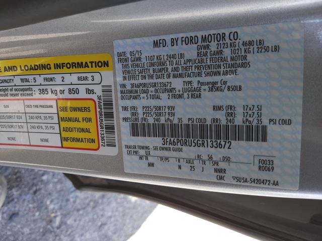 Photo 9 VIN: 3FA6P0RU5GR133672 - FORD FUSION TIT 