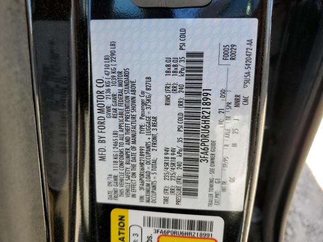 Photo 11 VIN: 3FA6P0RU6HR218991 - FORD FUSION 