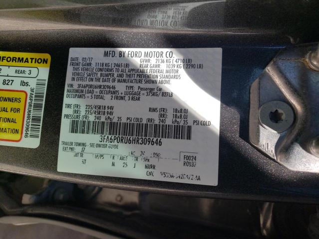 Photo 12 VIN: 3FA6P0RU6HR309646 - FORD FUSION 