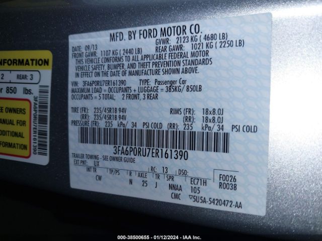 Photo 8 VIN: 3FA6P0RU7ER161390 - FORD FUSION HYBRID 