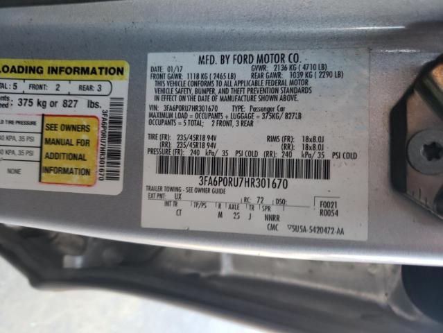 Photo 9 VIN: 3FA6P0RU7HR301670 - FORD FUSION TIT 