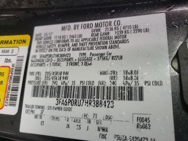 Photo 9 VIN: 3FA6P0RU7HR388423 - FORD FUSION TIT 