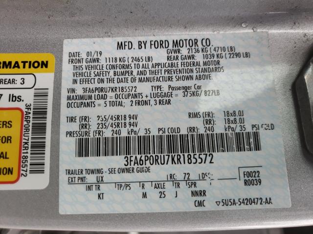 Photo 9 VIN: 3FA6P0RU7KR185572 - FORD FUSION TIT 