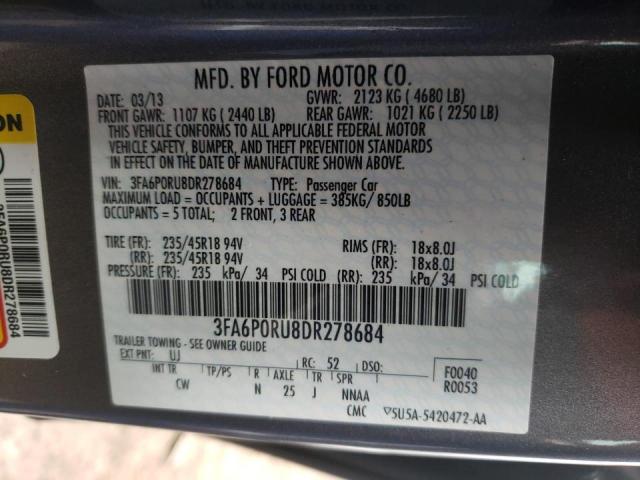 Photo 9 VIN: 3FA6P0RU8DR278684 - FORD FUSION 