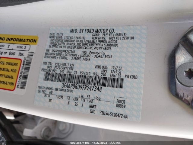 Photo 8 VIN: 3FA6P0RU9FR247348 - FORD FUSION HYBRID 