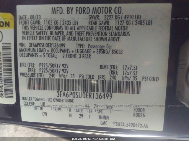 Photo 8 VIN: 3FA6P0SU0ER136499 - FORD FUSION ENERGI 