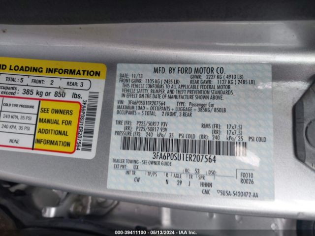 Photo 8 VIN: 3FA6P0SU1ER207564 - FORD FUSION ENERGI 