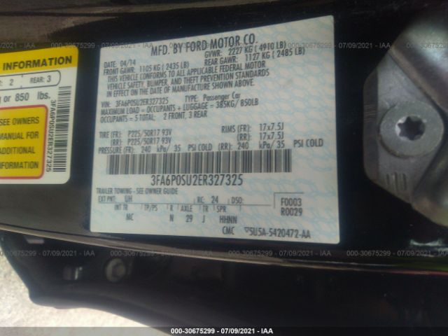 Photo 8 VIN: 3FA6P0SU2ER327325 - FORD FUSION ENERGI 