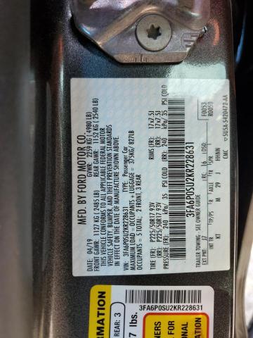 Photo 11 VIN: 3FA6P0SU2KR228631 - FORD FUSION TIT 