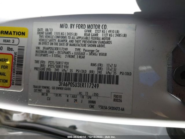 Photo 8 VIN: 3FA6P0SU3ER117249 - FORD FUSION ENERGI 