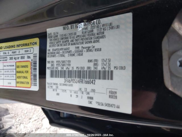 Photo 8 VIN: 3FA6P0SU4FR166042 - FORD FUSION ENERGI 