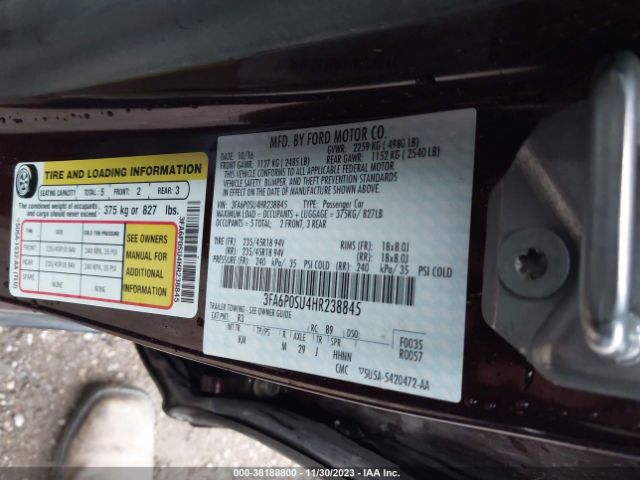 Photo 8 VIN: 3FA6P0SU4HR238845 - FORD FUSION ENERGI 