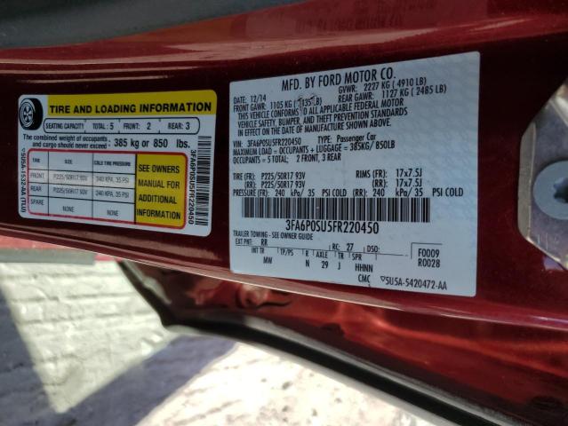 Photo 12 VIN: 3FA6P0SU5FR220450 - FORD FUSION 