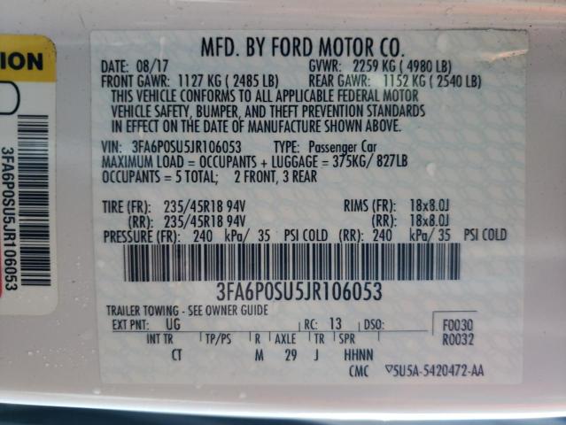 Photo 9 VIN: 3FA6P0SU5JR106053 - FORD FUSION TIT 