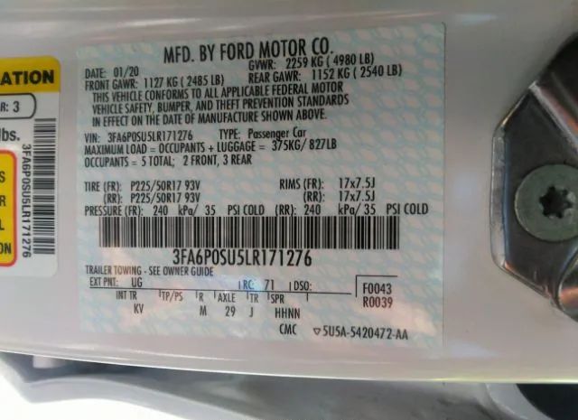 Photo 8 VIN: 3FA6P0SU5LR171276 - FORD FUSION ENERGI 