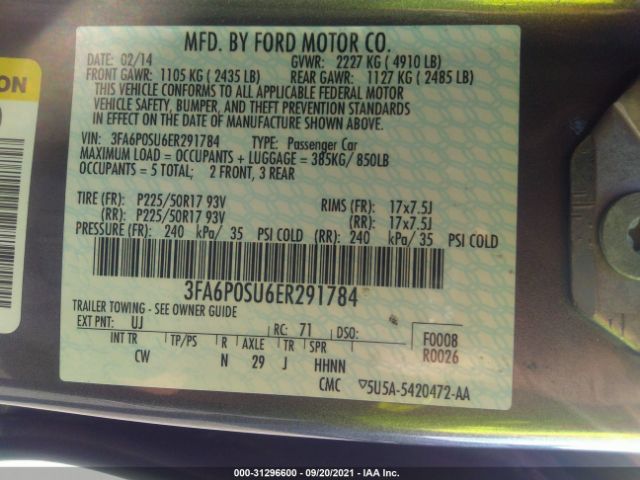 Photo 8 VIN: 3FA6P0SU6ER291784 - FORD FUSION ENERGI 