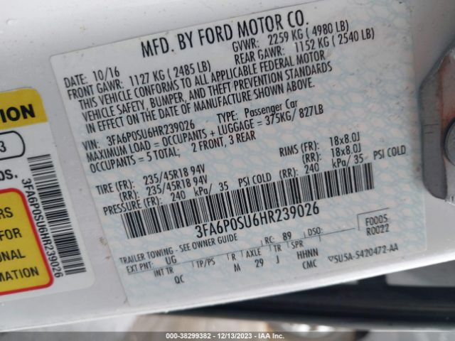 Photo 8 VIN: 3FA6P0SU6HR239026 - FORD FUSION ENERGI 