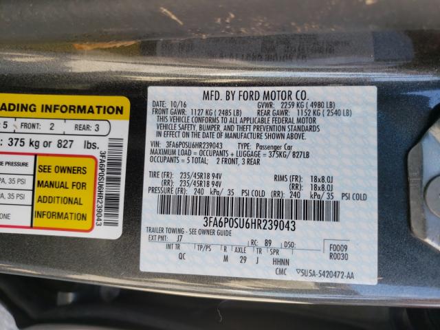 Photo 9 VIN: 3FA6P0SU6HR239043 - FORD FUSION TIT 