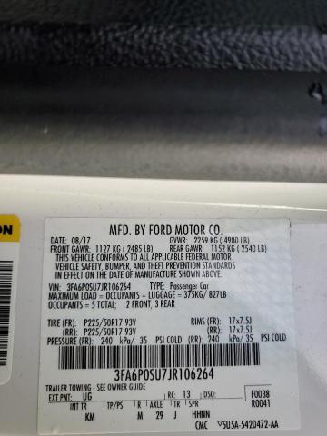 Photo 11 VIN: 3FA6P0SU7JR106264 - FORD FUSION 