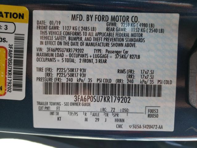 Photo 11 VIN: 3FA6P0SU7KR179202 - FORD FUSION TIT 