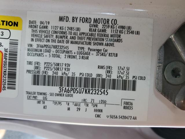 Photo 11 VIN: 3FA6P0SU7KR232545 - FORD FUSION TIT 