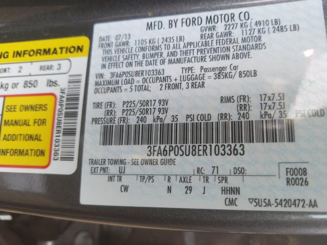 Photo 9 VIN: 3FA6P0SU8ER103363 - FORD FUSION 