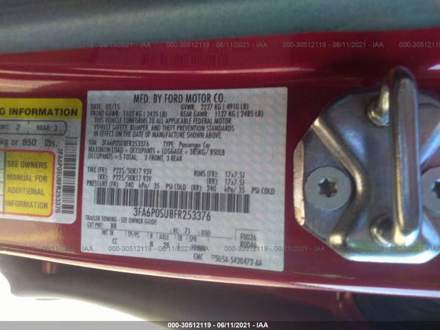 Photo 8 VIN: 3FA6P0SU8FR253376 - FORD FUSION ENERGI 