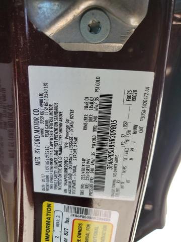 Photo 12 VIN: 3FA6P0SU8HR309805 - FORD FUSION 