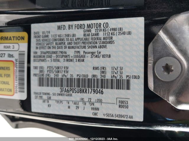 Photo 8 VIN: 3FA6P0SU8KR179046 - FORD FUSION ENERGI 