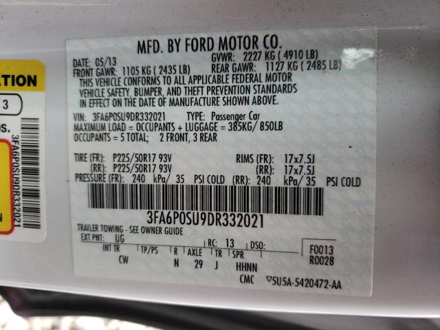 Photo 9 VIN: 3FA6P0SU9DR332021 - FORD FUSION TIT 