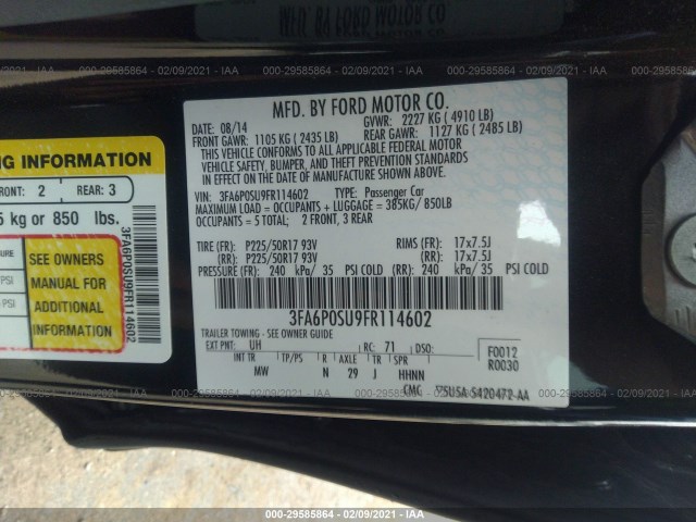 Photo 8 VIN: 3FA6P0SU9FR114602 - FORD FUSION ENERGI 