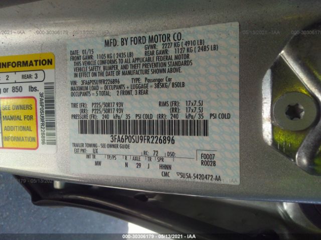 Photo 8 VIN: 3FA6P0SU9FR226896 - FORD FUSION ENERGI 