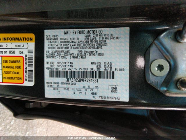 Photo 8 VIN: 3FA6P0SU9FR284331 - FORD FUSION ENERGI 