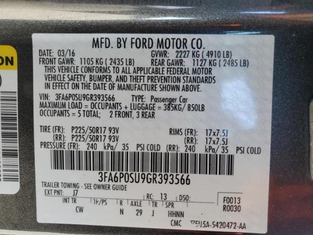 Photo 11 VIN: 3FA6P0SU9GR393566 - FORD FUSION TIT 