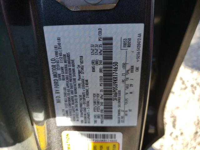 Photo 11 VIN: 3FA6P0SU9KR174650 - FORD FUSION TIT 