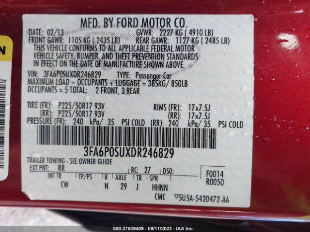 Photo 8 VIN: 3FA6P0SUXDR246829 - FORD FUSION ENERGI 