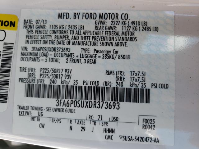 Photo 9 VIN: 3FA6P0SUXDR373693 - FORD FUSION 