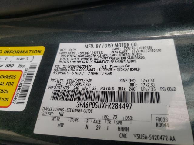 Photo 9 VIN: 3FA6P0SUXFR284497 - FORD FUSION 