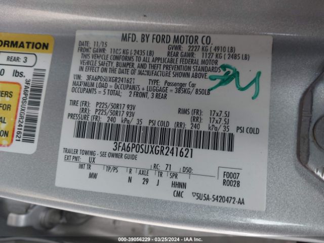 Photo 8 VIN: 3FA6P0SUXGR241621 - FORD FUSION ENERGI 