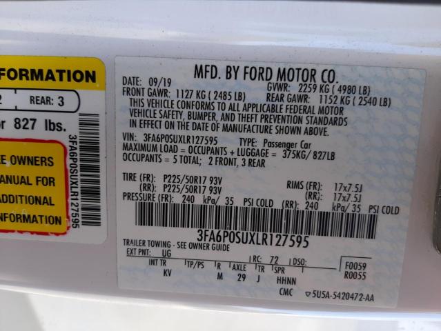 Photo 9 VIN: 3FA6P0SUXLR127595 - FORD FUSION TIT 