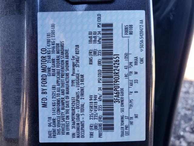 Photo 11 VIN: 3FA6P0T90JR242651 - FORD FUSION 