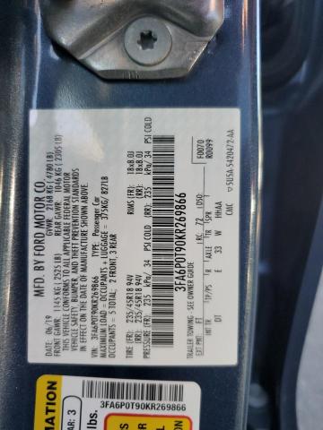 Photo 11 VIN: 3FA6P0T90KR269866 - FORD FUSION SE 