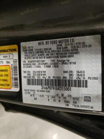 Photo 11 VIN: 3FA6P0T91GR215001 - FORD FUSION 