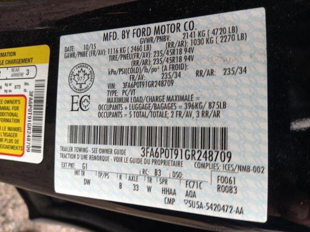 Photo 9 VIN: 3FA6P0T91GR248709 - FORD FUSION 