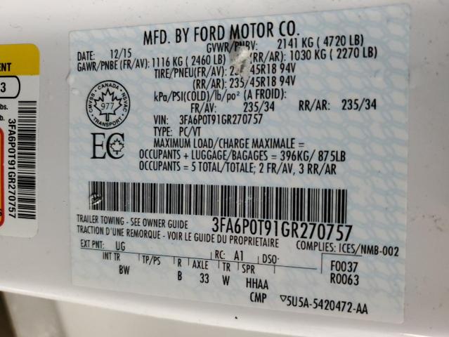 Photo 11 VIN: 3FA6P0T91GR270757 - FORD FUSION 