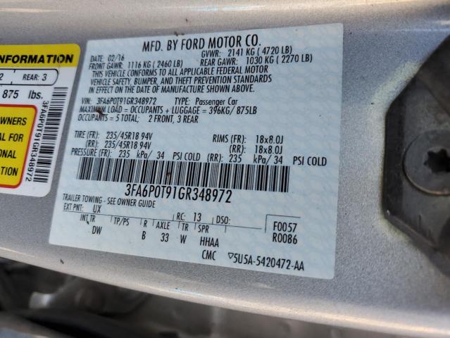 Photo 11 VIN: 3FA6P0T91GR348972 - FORD FUSION 