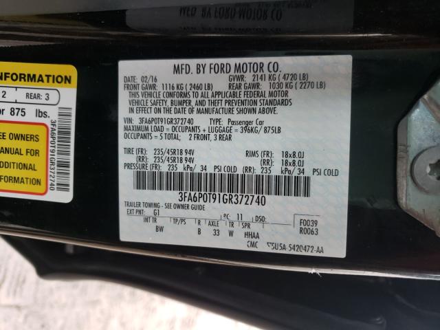 Photo 9 VIN: 3FA6P0T91GR372740 - FORD FUSION SE 